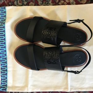 Black Powder Coated Melinda Leather Sandal